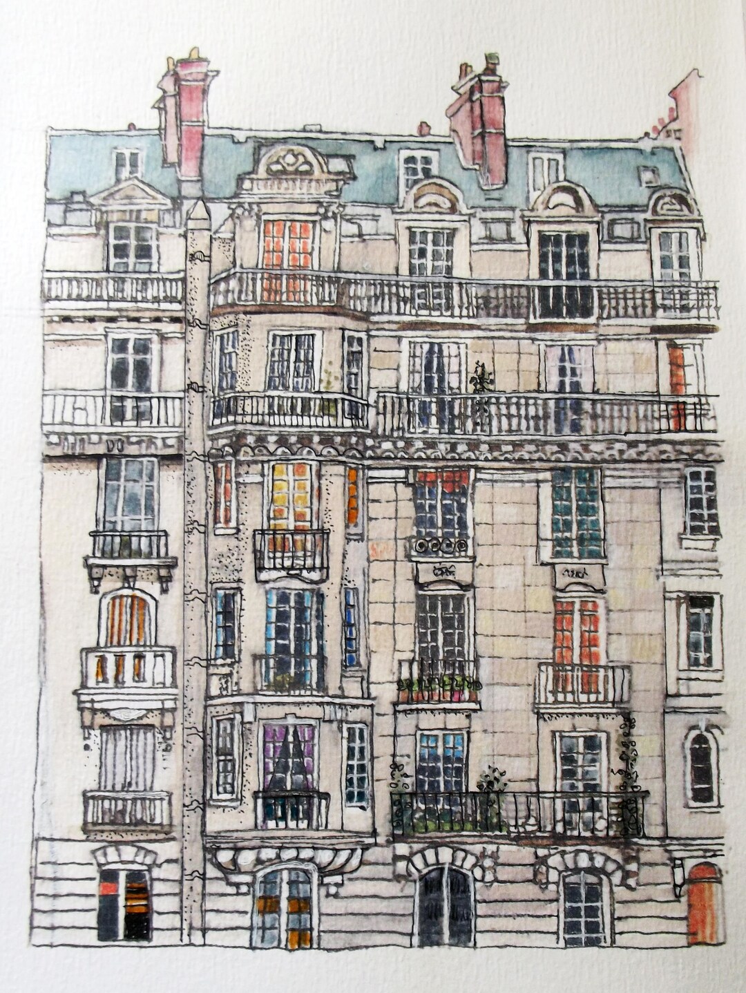Paris Street Scene, Houses in France, Print From My Original Mixed ...