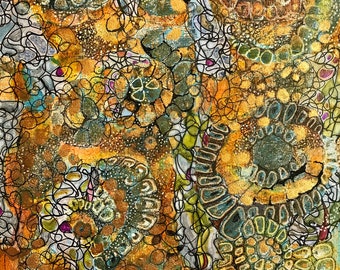 Ammonites originales de peinture mixte