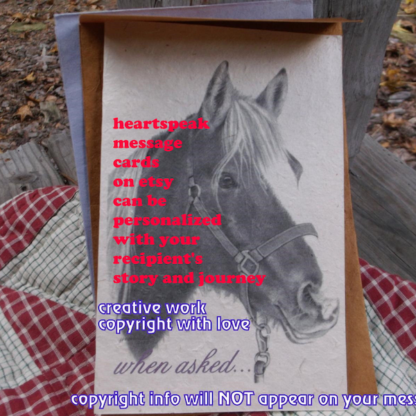 when asked..personalize/ horse card/equine/ celebration of the journey /sentimental /storybook/unique empathy condolence cards pet poem