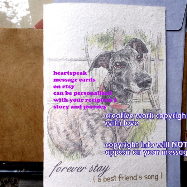 forever stay...personalize/ greyhound dog/love my greyhound/ brindle / rescue greyhound/ storybook/unique empathy condolence/pet sympathy