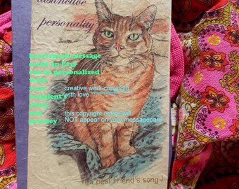 distinctive personality..personalize /orange tabby cat/Ginger/ storybook/unique empathy condolence/cat keepsake/pet sympathy/pet greeting/