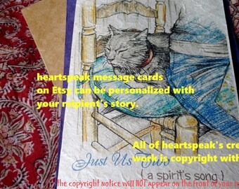 Just Us Two..... /personalize/ cat and human in chair/storybook/sentimental/pet sympathy/ empathy/ journey/love cat/ Emotional