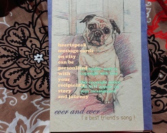 ever and ever... pug cards/ love my pug  /storybook /personalize/sentimental /unique empathy condolence card/pet sympathy/pet cards pet poem