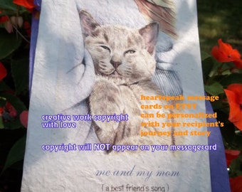 me and my mom .. gray tabby /choose an image/ storybook/personalize/sentimental/unique empathy condolence/pet sympathy/          cards