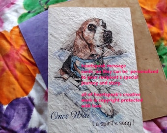 Once WAS....personalize / beagle cards/ old beagle/ storybook/sentimental /unique empathy condolence cards/pet sympathy/pet cards