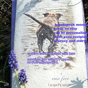 run free ....personalize/ rainbow bridge/ large brown dog /  storybook /sentimental cards/unique empathy condolence cards pet poem