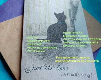 Just Us Two..... silhouette/personalize//tragic sudden death/storybook/sentimental/pet sympathy/ empathy/ journey/love cat/ Emotional