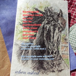 à la demande... à personnaliser/carte cheval/équidé/célébration du voyage/sentimental/livre d'histoires/cartes de condoléances empathiques uniques poème pour animaux de compagnie