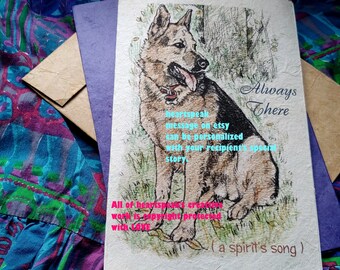 Always There ..personalize/ German Shepherd / storybook /rainbow bridge /unique empathy condolence/pet sympathy/pet  cards pet poem