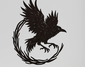 Raven Wooden Wall Art, Crow Wall Decor, Halloween Decor, Gothic Home Decor, Crow Wall Art, Gothic Raven Wood Panel, Wooden Raven Silhouette
