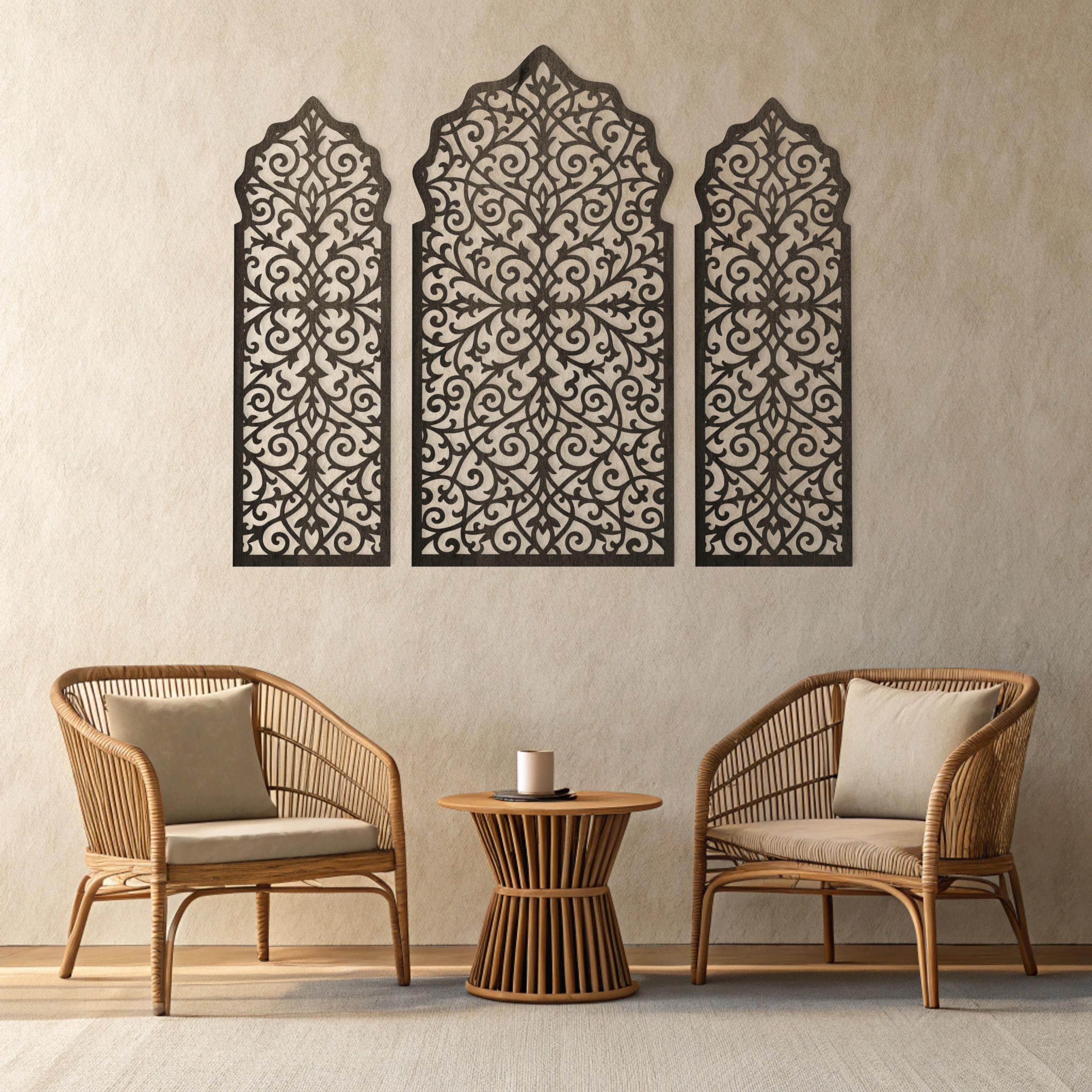 Moroccan Wood Panels, Lattice Decorative Panels, Arabic Windows Wall ...