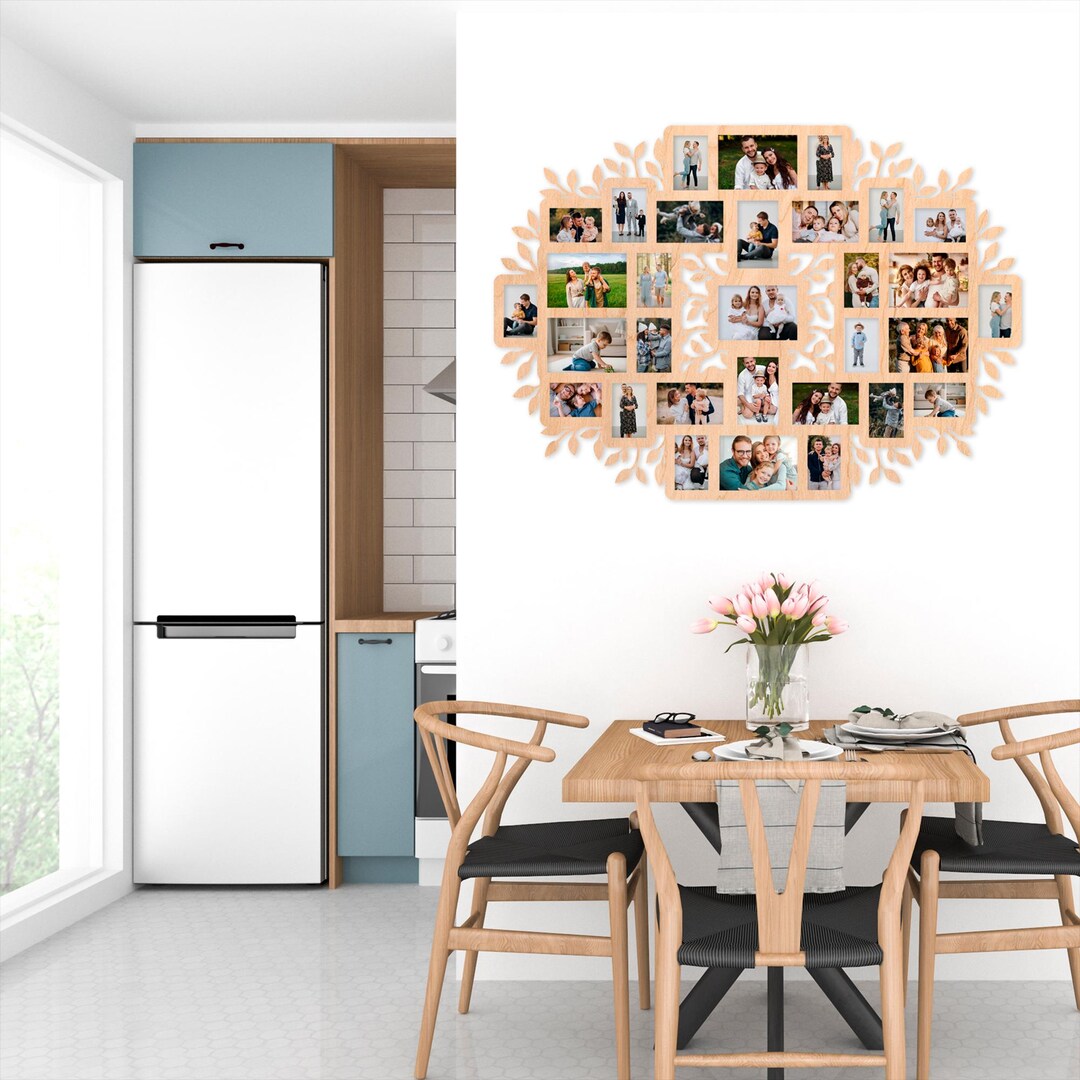 Family Tree Photo Collage, Wooden Family Tree With Frames, Family Tree ...