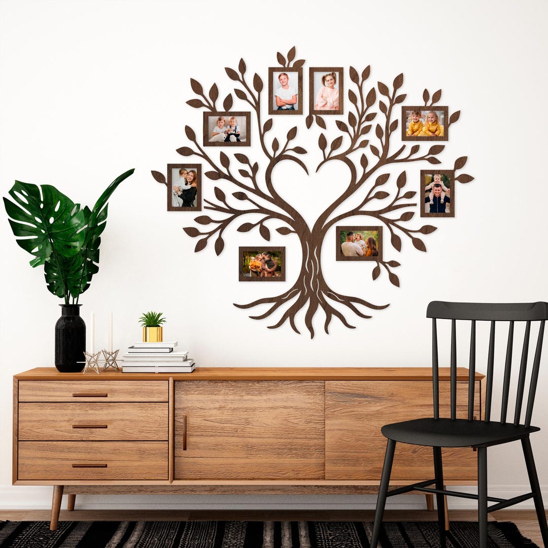 Family Tree Photo Collage, Big Photo Family Tree, Wooden Family Tree ...