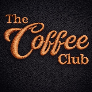 Logotipo bordado de Coffee Club / Diseño de uniforme de barista (archivo DST PES JEF)