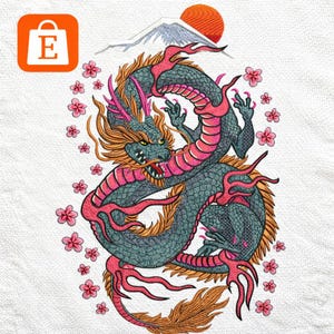 日本の龍の刺繍デザイン | オリエンタルロゴマシンファイル（即時ダウンロード）