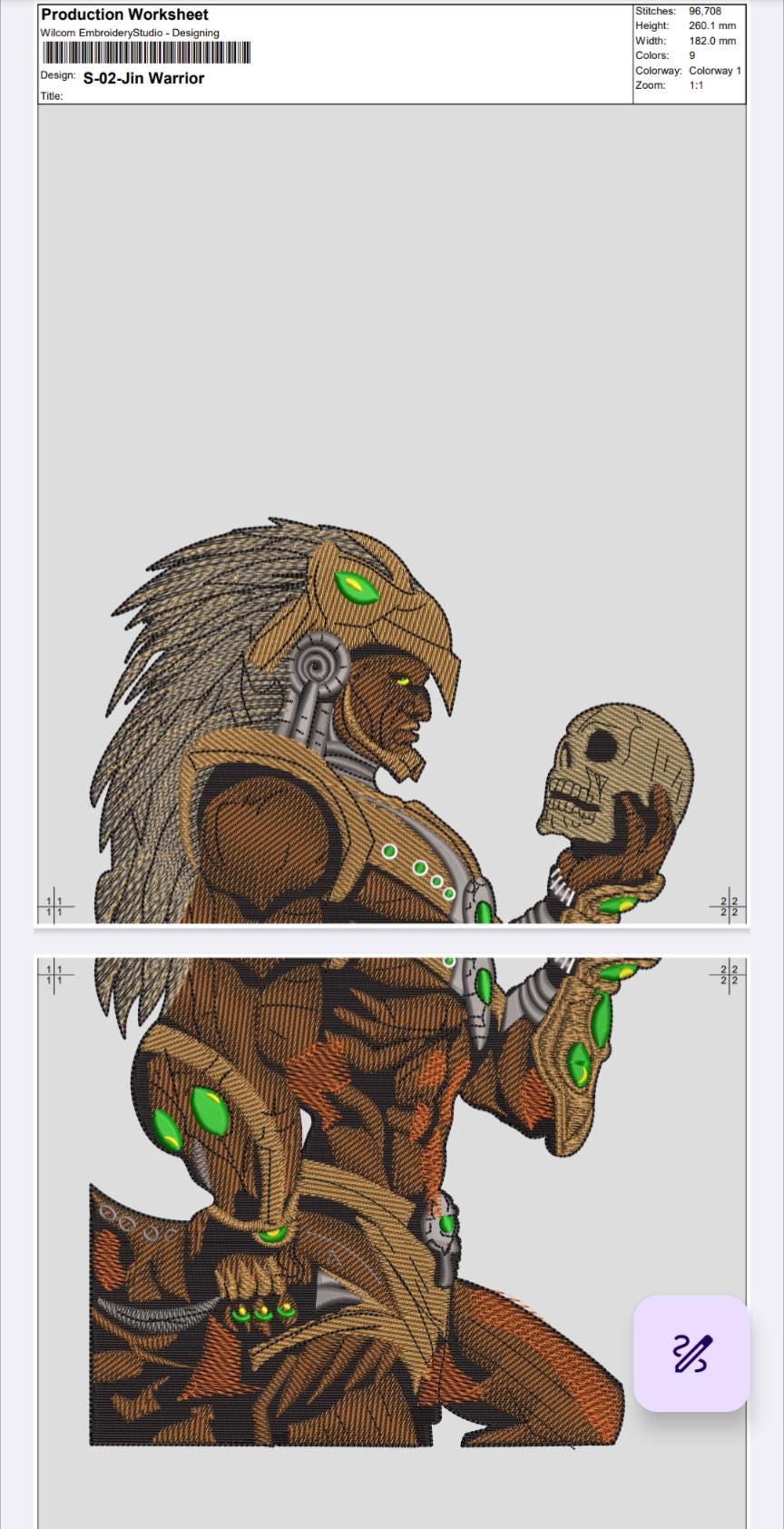 Warrior Back Patch Embroidery Design: Large 10x7 Inch Digital File (PES ...