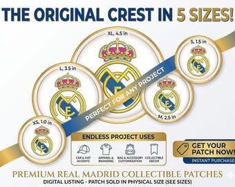 Real Madrid Logo Embroidery Design | Football Club Crest (Instant Download, 5 Plus Sizes Included)