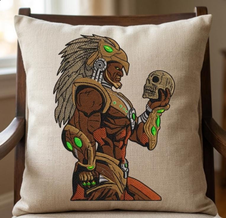 Warrior Back Patch Embroidery Design: Large 10x7 Inch Digital File (PES ...