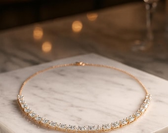 925 Moissanite Tennis Necklace - Lab Diamond Choker Chain