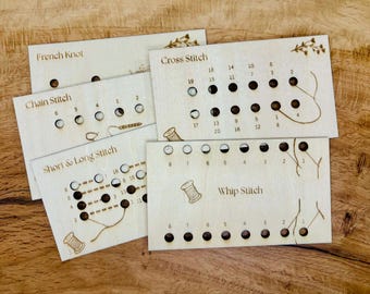 Wooden Embroidery Stitch Practice Cards for Kids | Set of 5 Reusable Stitch Boards