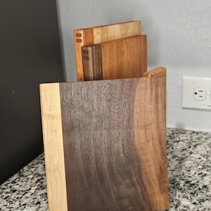 Book Cutting Board Set of 3 | Engraved Book Spine Design with Stand | Unique Kitchen Gift for Book Lovers & Foodies image 8