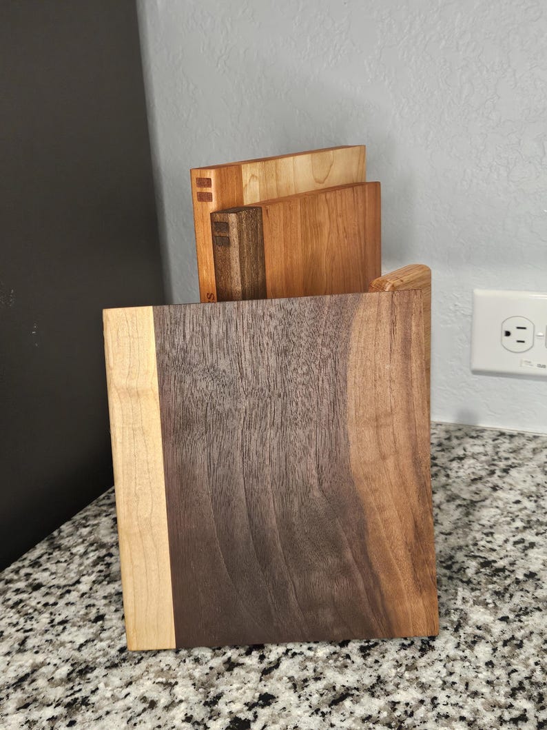 Book Cutting Board Set of 3 | Engraved Book Spine Design with Stand | Unique Kitchen Gift for Book Lovers & Foodies image 8