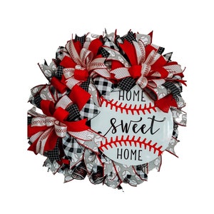 Home Sweet Home Wreath, Baseball Wreath for the Front Door, Summer Wreath, Everyday Wreath, Year Round Wreath, Mother’s Day Gift