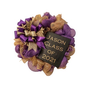 Custom Deco Mesh Graduation Wreath, Personalized Grad Wreath for Front Door , Class of 2024 Wreath, Class of 2024 Wreath, Graduation Decor