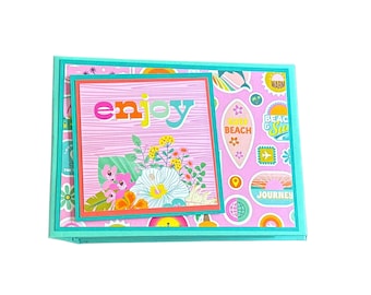 Tropical Vacation Scrapbook Album, Summer Beach Memory Book, Handmade Travel Photo Album, Bright Floral Keepsake, Gift for Travelers