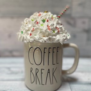Christmas Mug Topper, Faux Whipped Cream Mug Topper, Tiered Tray Decor, Hot Cocoa Prop, Hot Chocolate Whip Cream Topper