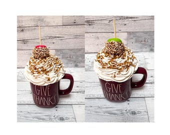 Caramel Apple Faux Whipped Cream Mug Topper: Fall Tiered Tray Decor