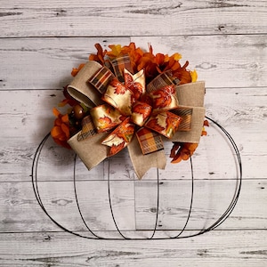 Bronze Wire Pumpkin Wreath for the Front Door, Autumn Door Decor, Fall Door Decoration, Thanksgiving Wreath