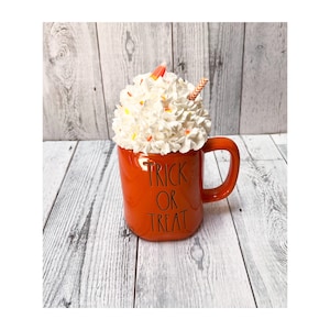 Candy Corn Halloween Faux Whipped Cream Mug Topper, Fall Tiered Tray Mug Decor, Autumn Mug Topper