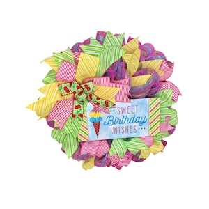Sweet Birthday Wishes Wreath Colorful Birthday Door Decor Handmade Wreath Birthday Party Decoration Ice Cream Wreath Happy Birthday Gift