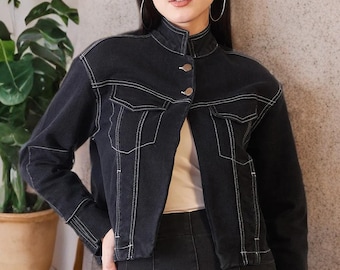 Black Baggy Fit Denim Jacket