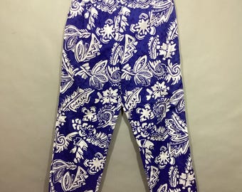 Hawaiian Pants, Elastic Waist, Cotton, Tapered Legs,  29-38" waist
