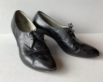 1940's Woman's Day Shoes, Black DR SCHOLL'S, Lace up, 2 Eyelet, 8C