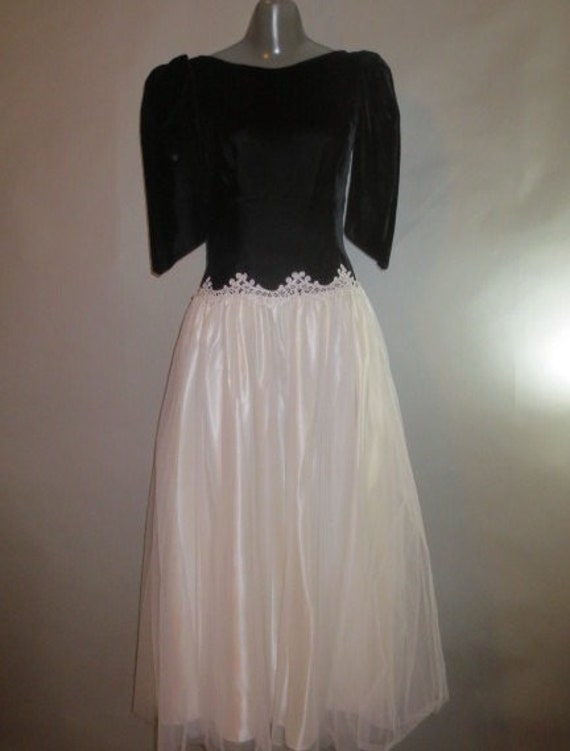 1980 S Formal Gown Alfred Angelo Label Black Velvet Top Etsy