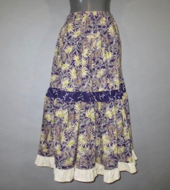 1980's Full Skirt, Hippie Tiered Skirt, Peasant S… - image 4