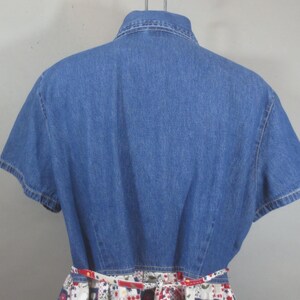 Boho Cottagecore Style A-line Denim Patchwork Dress, Sustainable
