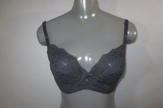 1960's Bali-lo Bow-bra, Black Lace Cup, Underwire, Hooks in Back