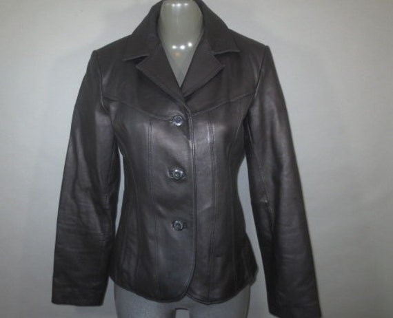 Woman's Black Leather Jacket, WILSON LEATHER Maxi… - image 1