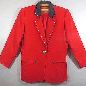 Western Jacket, SADDLE RIDGE, Vintage Collection, Silver Metal Studs and Button, Rayon Wool Blend, Med. image 1