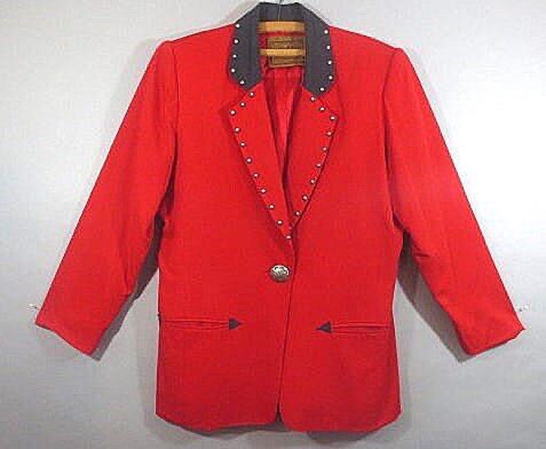Western Jacket, SADDLE RIDGE, Vintage Collection, Silver Metal Studs and Button, Rayon Wool Blend, Med. image 1