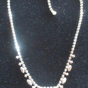 1950's Rhinestone Choker Necklace, Very Good Condition, Hook Closure...maximum, 15" long image 5