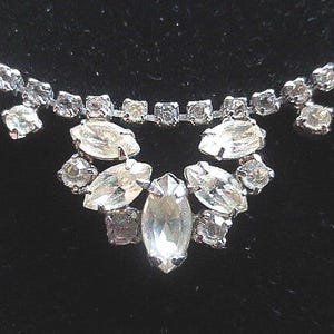 1950's Rhinestone Choker Necklace, Very Good Condition, Hook Closure...maximum, 15" long image 1