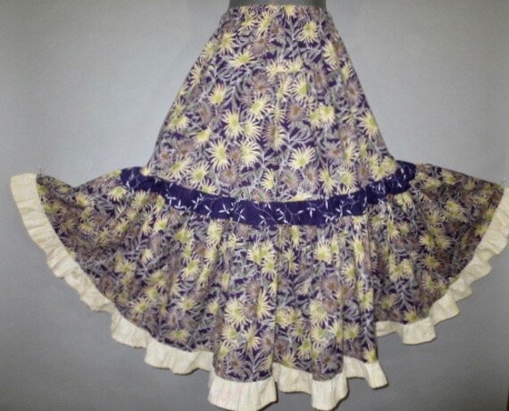 1980's Full Skirt, Hippie Tiered Skirt, Peasant S… - image 1