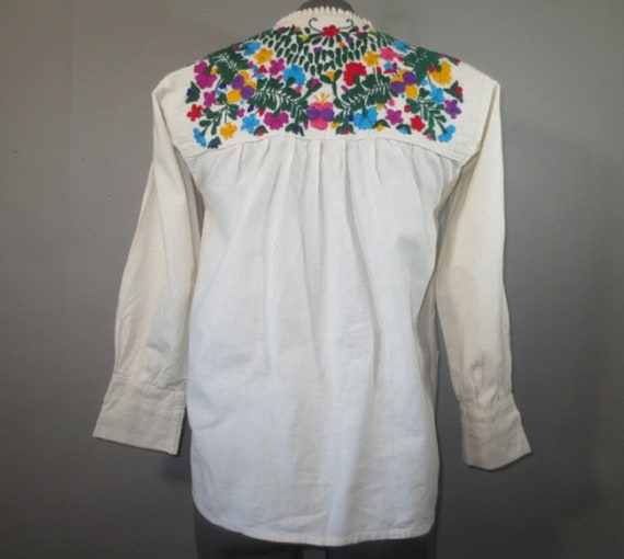 Vintage Mexican Shirt, Hand Embroidery, Mexican F… - image 5