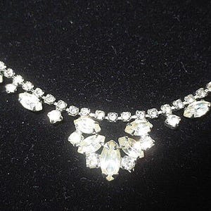 1950's Rhinestone Choker Necklace, Very Good Condition, Hook Closure...maximum, 15" long image 2