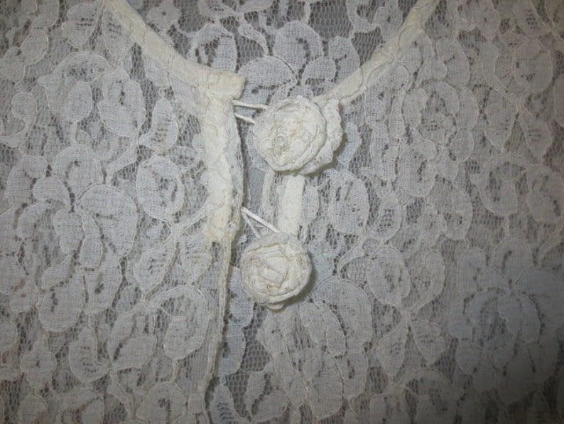 Side Slits Sleeveless Katy D Two Lace Button Closure Good Condition...L-XL Semi Sheer Vintage Lace TunicVest Cover-up